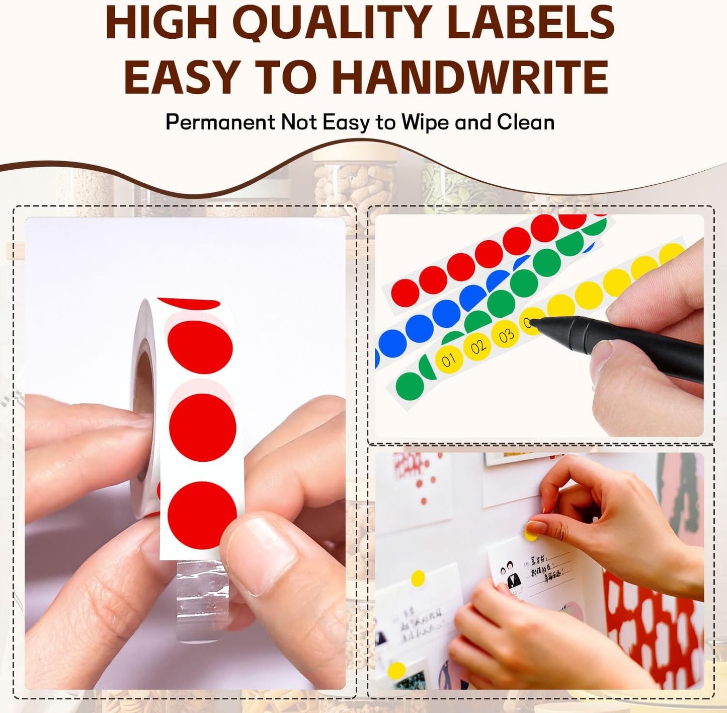 1/2 Inch Round Sticker,4 Rolls 2000Pcs Small Dot Stickers Color-Code Dots | Red+Yellow+Blue+Green 1.3cm Small Stickers Round Color Coding Circle Dots Stickers, Roll Dot Sticker Label for Office Home