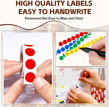 1/2 Inch Round Sticker,4 Rolls 2000Pcs Small Dot Stickers Color-Code Dots | Red+Yellow+Blue+Green 1.3cm Small Stickers Round Color Coding Circle Dots Stickers, Roll Dot Sticker Label for Office Home