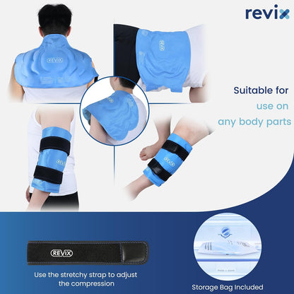 REVIX 20" XXXL Knee Ice Pack Wrap Around Entire Knee, Extra Large Ice Pack | Covers Full Knee with Cold Compression for Meniscus Tear, Arthritis, Back, Shoulder and Post-Workout Recovery