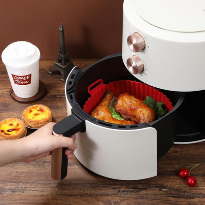 2Pcs Air Fryer Silicone Liners Fit 3-5QT Air fryer, Reusable Food Grade Silicone Air fryer Liners Baking Tray Basket Accessories(Round, 6.5 Inch)