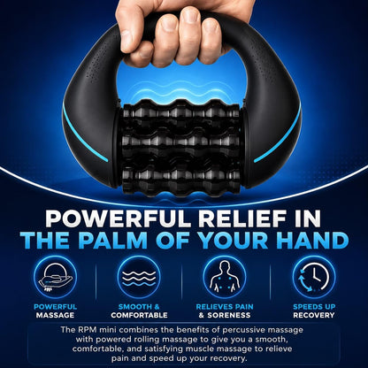 Electric Muscle Roller, Deep Tissue Percussive Electric Massager for Post-Workout & Muscle Recovery, Handheld Tool with 3-Speed Motor, 6 Heads & 24 Massage Points