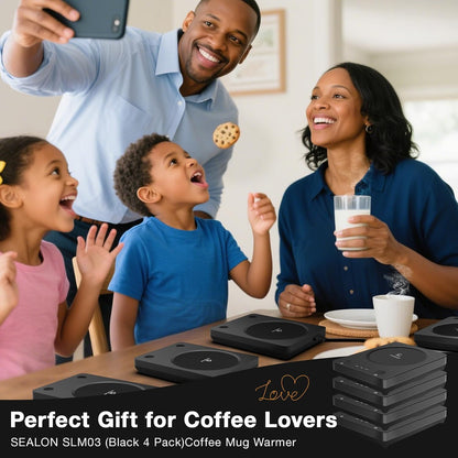 SEALON SLM03 Electric Coffee Mug Warmer - 3-Temperature Desk Cup Warmer with Auto Shut-Off (4 Hours) for Heating Coffee, Tea, Milk & Beverages