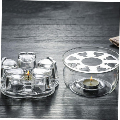 Glass Heart Base Tea Pot Warmer Stylish Insulated Heating Base for Glass Teapots Creative Design for Keeping Tea Warm and Functional Use