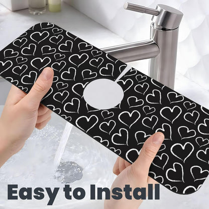 Abstract Flower Blooming Floral Watercolor Kitchen Sink Splash Guard Faucet Mat Super Absorbent Fast Drying Mat Sink Gadgets-Fast Drying Pad Sink Mat For Kitchen Bathroom (15" X 5.5" )