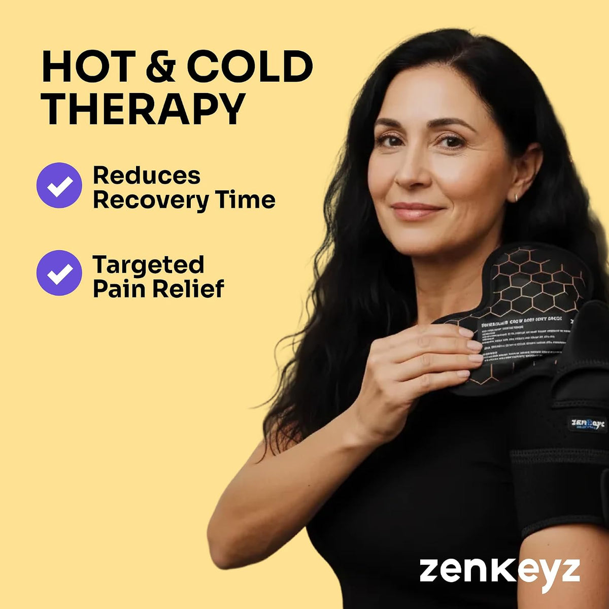 ZENKEYZ Reusable Gel Shoulder Ice Pack - 8x10 in, Black