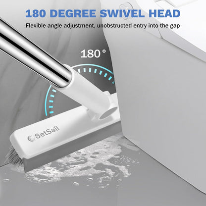 SetSail Grout Cleaner Brush with Long Handle, V-Shaped Floor Scrub Brush | Swivel Grout Brush Stiff Bristle Floor Grout Scrubber for Bathroom, Tile Line, Crevice, Kitchen, Wall, Deck, Garage