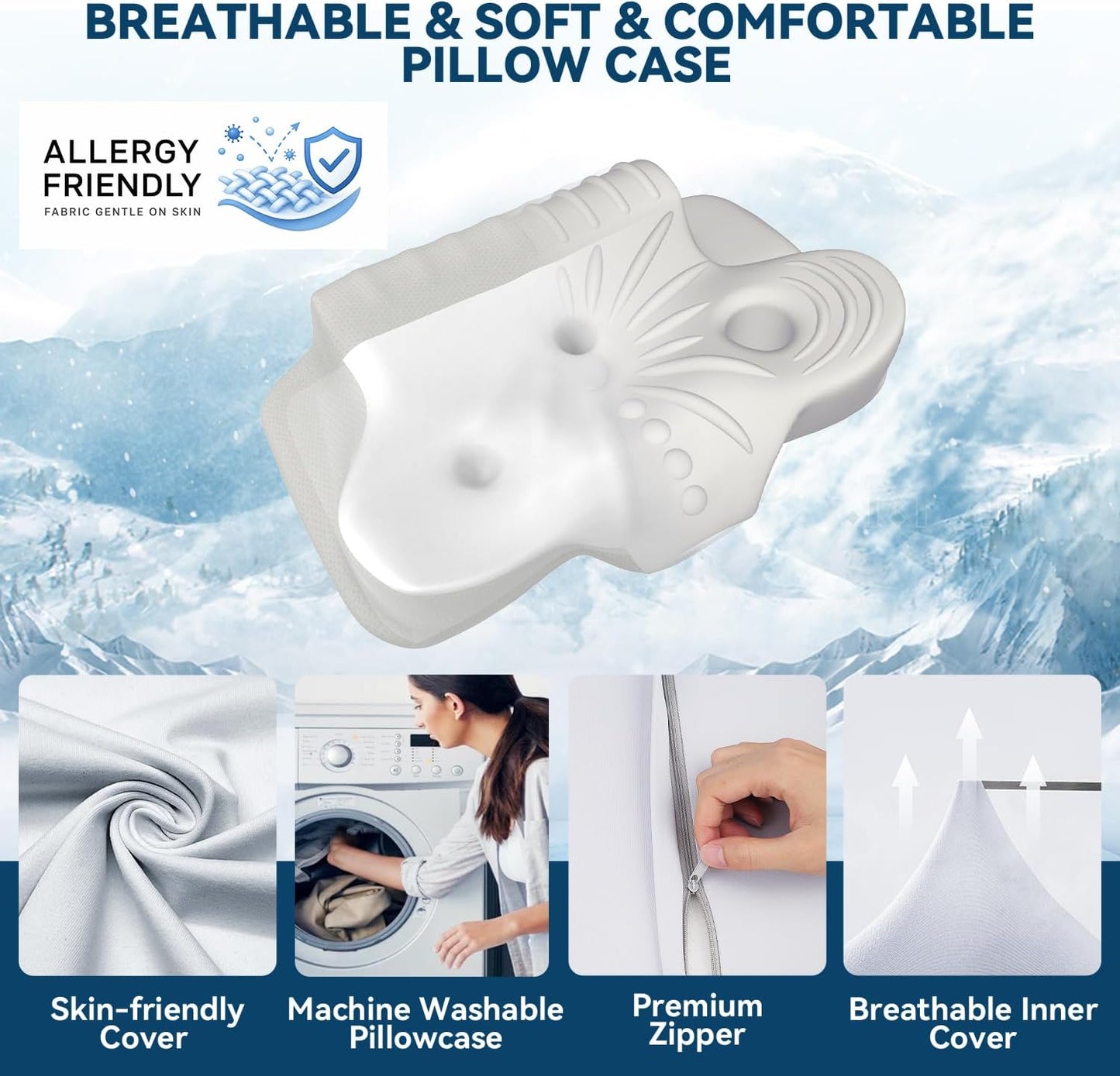ABLEGRID Memory Foam Cervical Neck Support Pillow,Contour Cooling Gel Pillow for Neck Shoulder Pain Relief,Odorless Ergonomic Orthopedic Adjustable Deep Sleep Bed Pillow for Side,Back,Stomach Sleepers