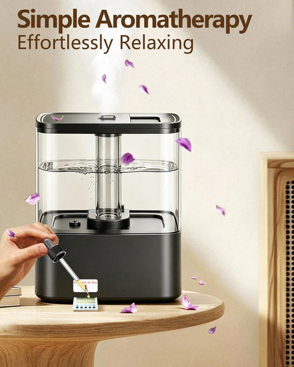 KZF Humidifiers for Bedroom, 4L Cool Mist Humidifier for Large Room, Black
