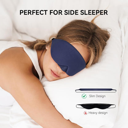 Mavogel Cotton Sleep Eye Mask, Light Blocking with Adjustable Nose Bridge | Updated Design, Soft and Comfortable Night Eye Mask for Men Women, Eye Blinder for Shift Work, Includes Travel Pouch, Grey