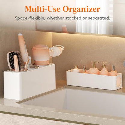 Lifewit Hair Tool Organizer Dryer Holder Countertop with 4 Cups, Black | 4 Stainless cups Tools Organizer, Acrylic body Hair Product Storage for Curling Iron, Brush, Straightener, Bathroom