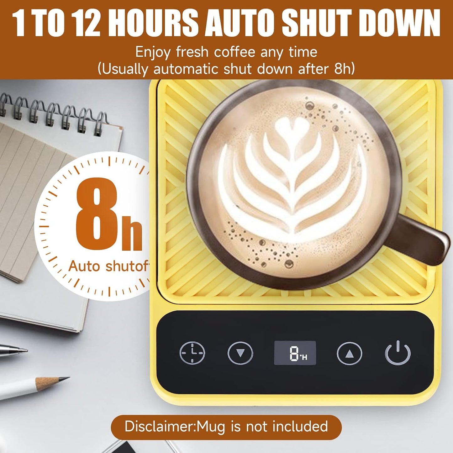 Mug Warmer - Electric Coffee Mug Warmer with Timer,Coffee Cup Warmer for Desk Auto Shut Off,Smart 6-Temperature Control, Coffee Accessories for Coffee Lovers, White | Coffee Cup Warmer for Desk Auto Shut Off,Smart 6-Temperature Control, Coffee