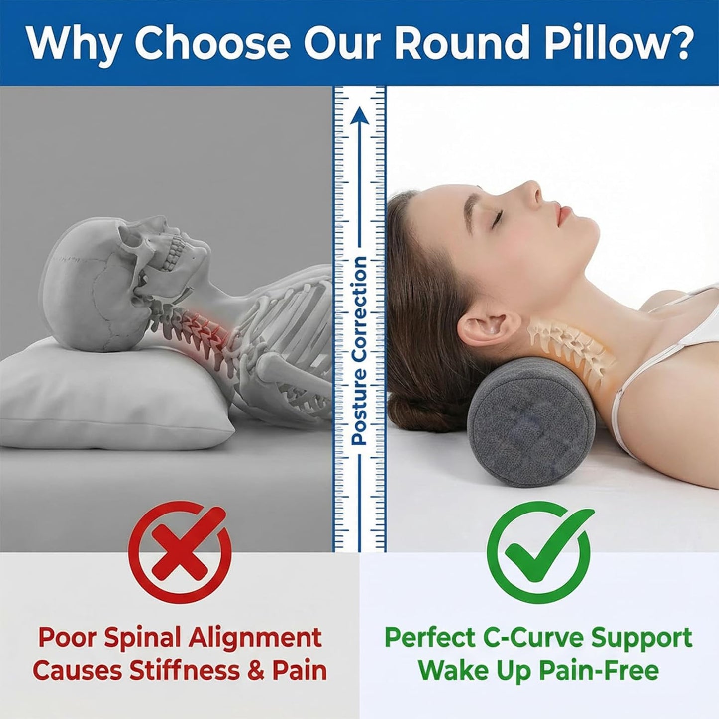 3.1" Small Neck Roll Memory Foam Pillow Cylinder,Detachable Cover | Neck Support Pillows for Sleeping,Comfortable Breathable,Round Bolster Pillow for Bed,Back ,Lumbar Leg and Yoga Pain Relief
