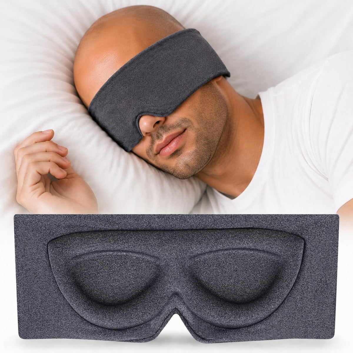 ALASKA BEAR Memory Foam Sleep Mask, Contoured Eye Cups for Women Men, Blue