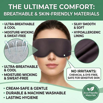 3D Contour Sleep Mask, 100% Blackout, Zero Eye Pressure