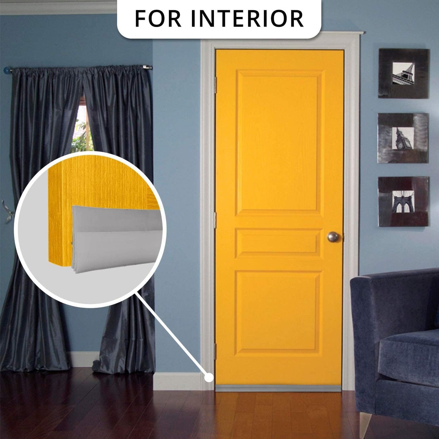 2PACK Door Draft Stopper, Strong Adhesive Door Sweep for Exterior and Interior Doors, Dustproof and Soundproof, 2" W x 39" L (White)