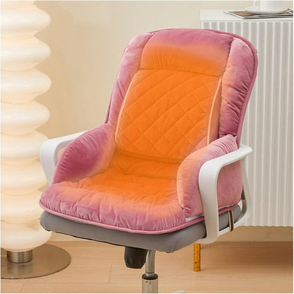 USB Heated Seat Pad Cushion for Office Chair | 3 Heat Levels, Time Setting | Large Heating Area Heated Seat Pad Cover with Lumbar support for Home & Office, Wheelchair(Dark Pink)