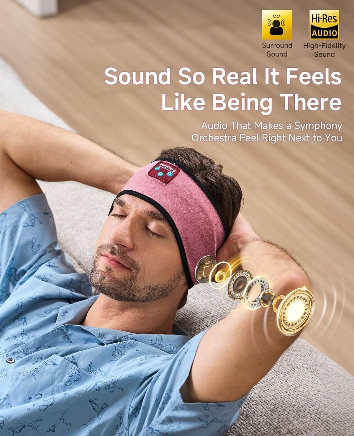 Sleep Headphones | Bluetooth 5.4 Headband | Wireless Earbuds Earphones Sweat Resistant with Ultra-Thin HD Stereo Speaker, Headphone Band for Side Sleepers Workout Running Tech Gadgets Unique Gifts