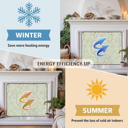 Magnetic Fireplace Cover White Vines Fireplace Screen Decorative Flowers Leaves Tree Branches Insulation Fireplace Blocker Blanket Save Energy Fireplace Draft Stopper Covers for Living Room 39x32 Inch