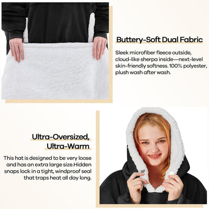 yescool Wearable Blanket Hoodie, Flannel Sherpa Fleece Blanket Sweatshirt for Adults Women Men,One Size Fits All - Colors B