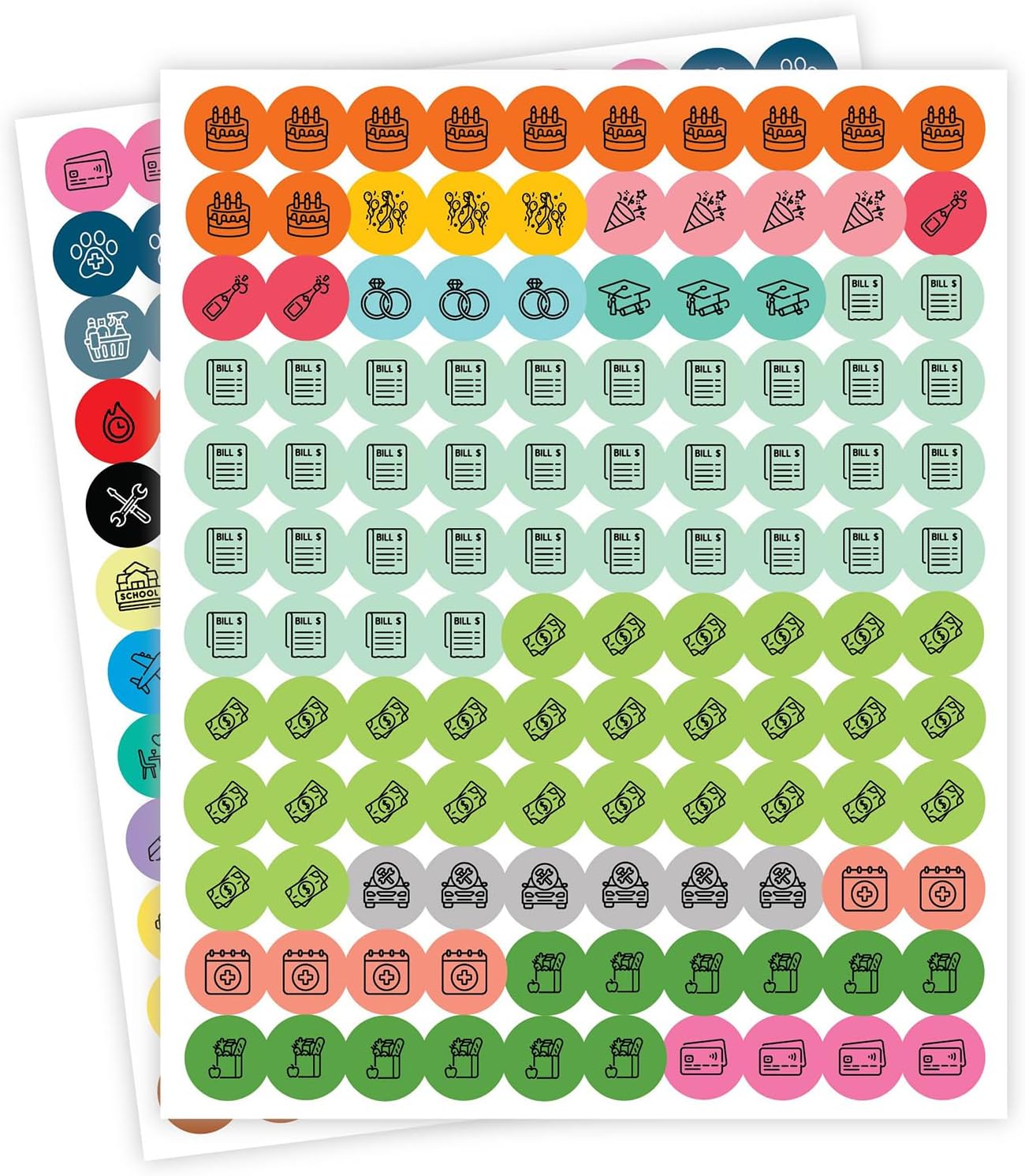 Andaz Press Colorful 7 Days of Week Stickers, Day Week Calendar Stickers for Adults Planner Day Dots Food Labels for Food Containers Date Calendar Planner Stickers Week Day Sticker Labels, 480-Pack