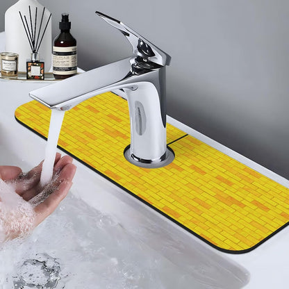Aquamarine Blue Mexican Tiles Faucet Splash Guard Mat for Kitchen Sink 15x5.5" - Colors B