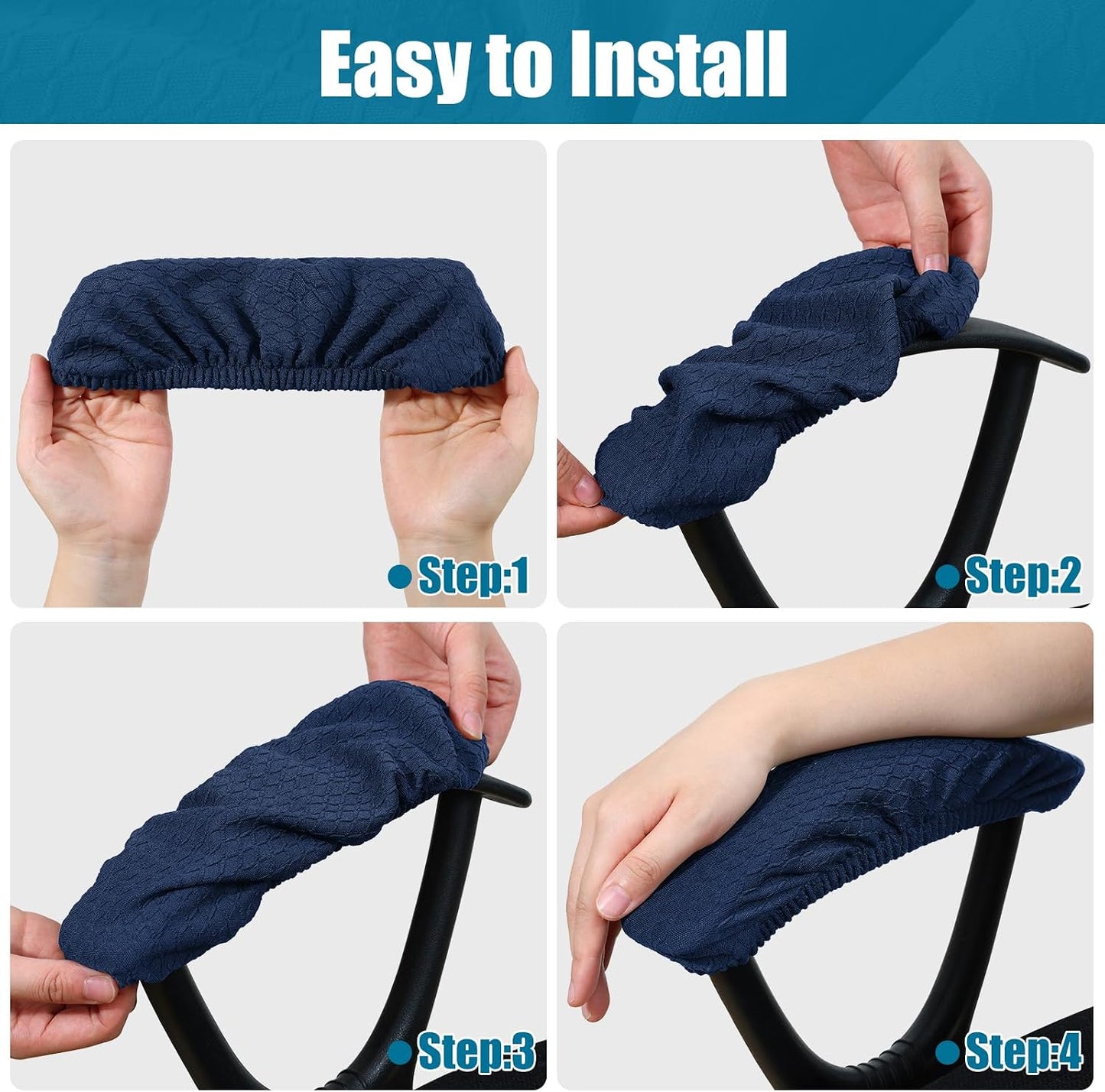 Smiry Office Computer Chair Armrest Covers, 2PCs Anti-dust Arm Rest Pad | Removable Washable Desk Chair Arm Pad Covers, Grey