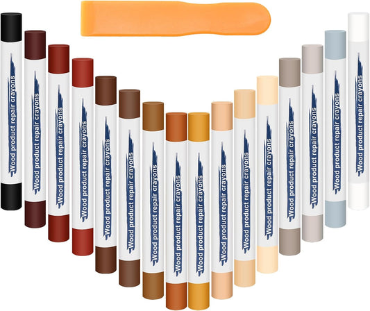 Wood Filler Stick, Wood Floor Scratch Furniture Repair Wax Sticks | 16P Colorful, Wooden Touch-up Marker for Repairing Scratches