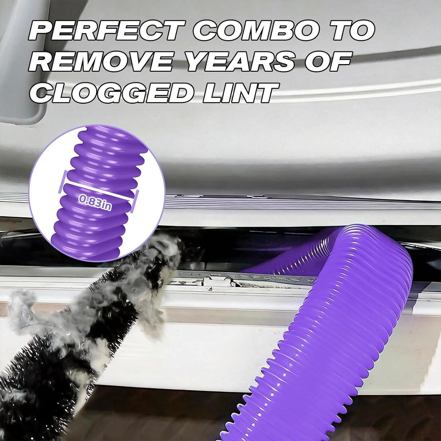 Sealegend 2 PCS Dryer Vent Cleaner Kit, Dryer Lint Vacuum Attachment&Brush | Blue Dryer Vent Vacuum Hose Dryer Lint Remover Brush for Dryer and Washer,Deep Traps Cleaning Tool Fits Most Vacuums