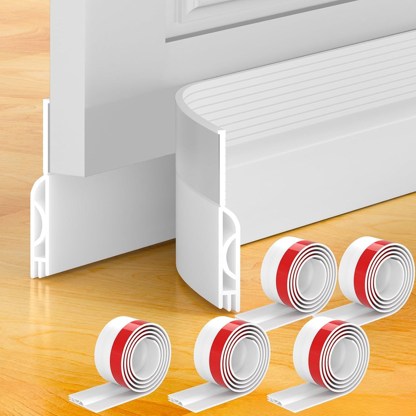 Door Draft Stopper, Door Sweep for Bottom of Door, Weather Stripping Door Seal Gap Filler Bottom Blocker Soundproofing Cold Air Insulation Save Energy Install Quickly Easily (Black, 39‘’)