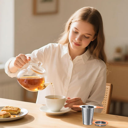 Tea Infuser for Loose Leaf Tea,Stainless Steel Tea Infuser with Heat Proof Silicone Handles,Extra Fine Mesh Tea Strainers Filter Fine Tea Leaves Effectively,Fits TeaPots/Mugs