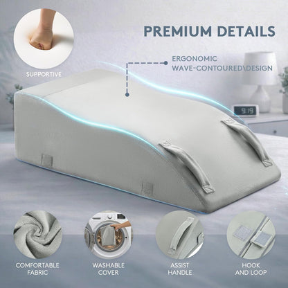 Leg Elevation Pillow for After Surgery, Adjustable Wedge Pillow for Legs Knee Swelling & Blood Circulation Relief, Knee Replacement Surgery Recovery Pillow (Velvet Grey, 27.5inx13inx10in)