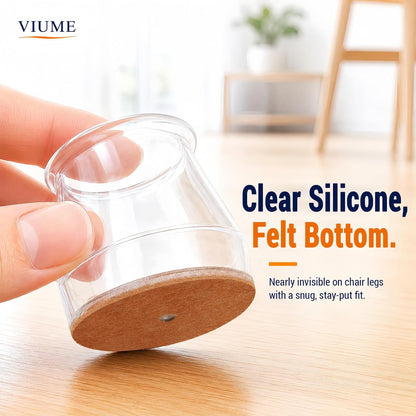 VIUME 24 Pcs Chair Leg Floor Protectors for Hardwood Floors Round | Silicone Covers Felt Pads Furniture Leg Caps Anti-Scratch Reduce Noise Fit (1-5/16" to 2")