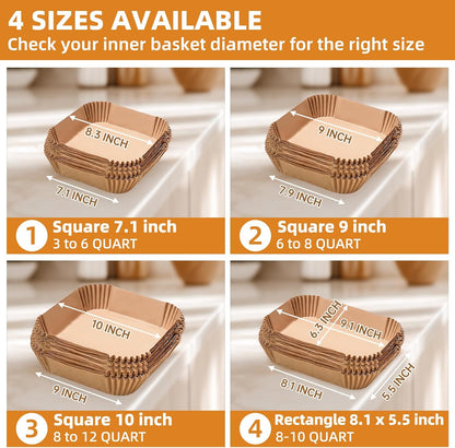 HONYAO Air Fryer Paper Liners for Dual Zone Airfryer, 8.1x5.5 inch