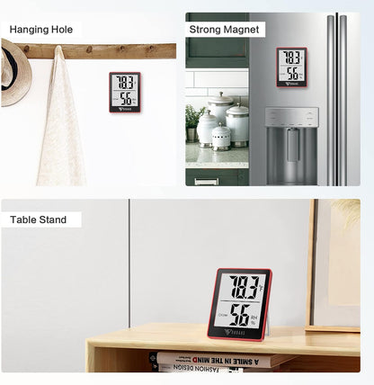 DOQAUS Digital Hygrometer Indoor Thermometer Humidity Meter, Black | Mini Room Thermometer, 5s Fast Refresh, Accurate Temperature and Humidity Monitor for House, Baby Room, Greenhouse, Incubator