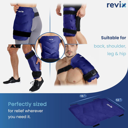 REVIX Hip Ice Pack Wrap with Straps, Reusable Gel Cold Compression for Hip Replacement, Soft Plush Lined Cold Packs for Sciatic Nerve Discomfort Relief