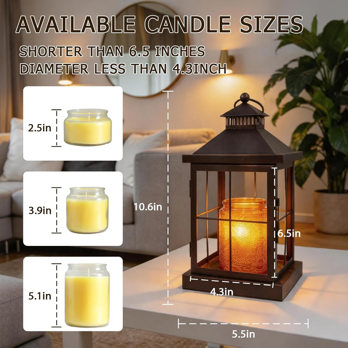 2026 New Candle Warmer Lamp with Timer,Compatible with 3 Wick Candles Jars,Vintage Candle Warmer Lantern Lamp,Dimmable Farmhouse Candle Lamp Warmer,Fully Enclosed and Hanging Up Designed