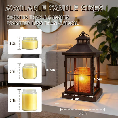 2026 New Candle Warmer Lamp with Timer,Compatible with 3 Wick Candles Jars,Vintage Candle Warmer Lantern Lamp,Dimmable Farmhouse Candle Lamp Warmer,Fully Enclosed and Hanging Up Designed