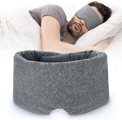 FRESHME Cotton Sleep Eye Mask for Men - Upgrade Design Blackout Side Sleeper Eyes Cover for Night Sleeping, Large Size Wide Soft Travel Airplane Blindfold with Adjustable Velcro Strap for Work Nap