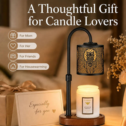 Dimmable Candle Warmer Lamp with Timer Adjustable Height for Scented Jar Candles Electric Candle Wax Melt Warmer for Home Decor Christmas Birthday Gifts for Women Mom(Hummingbird)