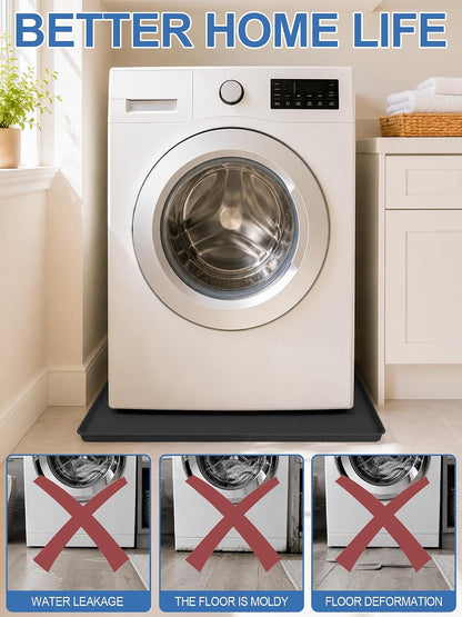 Washing Machine Drain Pan Silicone Mat, Washer Tray for Floor Protection | 32" x 30" Non-Slip Waterproof Anti-Vibration Leak Resistant, Sturdy & Easy to Clean Drain Pan for Under Dryer or Washer