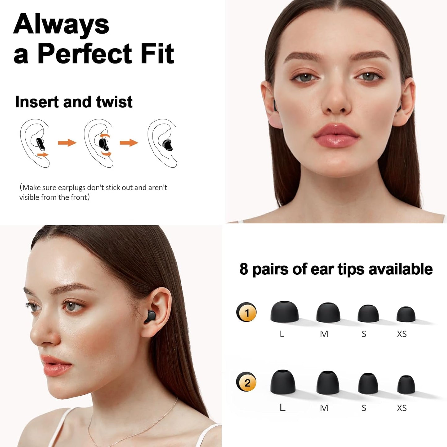 55dB Ear Plugs for Sleeping Noise Cancelling, Noise Reduction Earplugs for Sleep, Snoring, Side Sleepers, Reusable Hearing Protection Ear Plugs for Concerts, Airplane, Silicone Sleep Earplugs (Black)