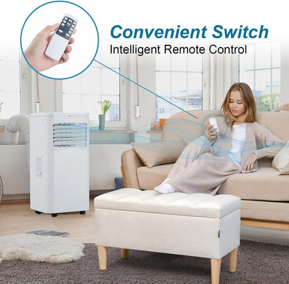 10000 BTU Portable Air Conditioner, 3 In1 Cooling Dehumidifier Fan, Quiet Fast Cooling, 4 Way Swing, LED Display, Remote, 24H Timer, 360° Wheels, Window Kit, Cools Rooms Up to 450 Sq.ft