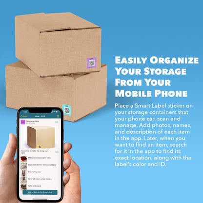 QR Code Stickers with AI Photo Analysis App - Auto-Creates Item Descriptions - No Typing - Made in USA - QR Code Labels for Storage & Inventory Tracking, Organization & Moving, Pack of 48