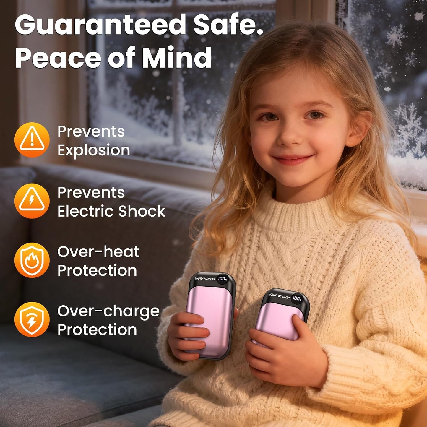 Hand Warmers Rechargeable 2 Pack, 4-Levels 104°F to 131°F Electric Hand Warmers, UL Certified Safe & Real 9Hrs Heating, Portable Pocket Hand Warmer for Women Men Kids, Fishing, Hunting, Golf, Camping