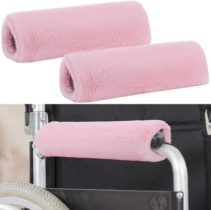 Threlaco 2 Pcs Wheelchair Armrest Covers Soft Fluffy Foam Wheelchair Armrest Pads Non Slip Arm Rest Cover Cushion Pad for Armchairs Office Chairs(Blue)