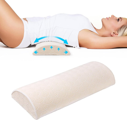 Cozyhealth - 2.95" H*18.7" L - Soft Small Lumbar Pillow for Sleeping, Memory Foam Back Lumbar Support Cushion for Lower Back Pain Relief Bed Waist Sleep Support Pillow for Side, Back (White, Small)
