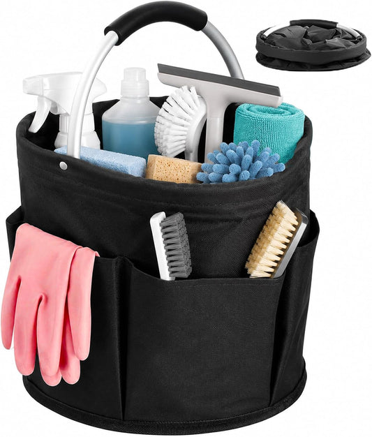 RAYBIN 17L Cleaning Caddy for Cleaning Supplies, Foldable Cleaner Basket | Housekeeping Products Organizer with Handle, Portable Large Storage Bucket for Home, Garden, Outdoor, Camping