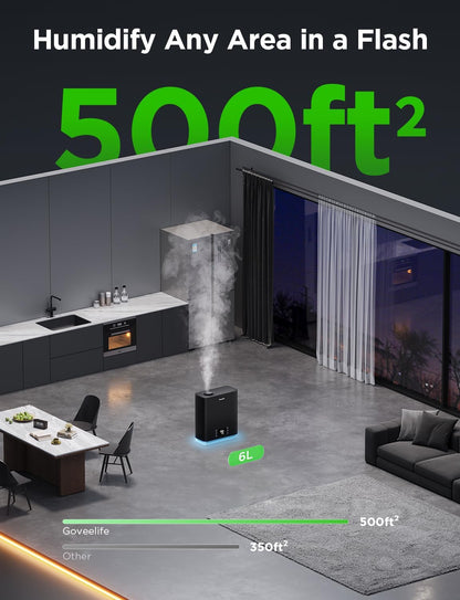GoveeLife Smart Humidifiers for Bedroom Large Room, 6L Top Fill Humidifier