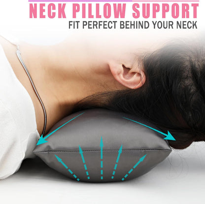 Small Neck Pillow for Recliner Chair Neck Support Pillows Pain Relief Plump Adjustable Filling Nap Airplane Sleeping Little Cushion Minky Dot Dark Gray