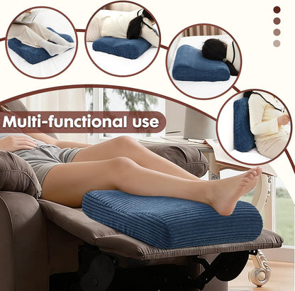 B Shape Corduroy Recliner Foot Pillow, Foam Extra Large Foot Rest Cushion with Adjustable Straps, Suitable for Bed Chair Sofa Headrest Back Lumbar Leg Support Pillow (Light Brown)